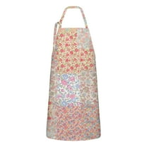 Pioneer Flower Floral Print Pattern Apron-Garden Aprons for Women with Pockets-Cotton Linen Waterproof Kitchen Cooking Gardening Aprons Adjustable for Kitchen,Cooking,BBQ and Salon 33x27 Inch