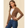 thumbnail image 3 of INSPIRE CHIC Women's Notched Lapel Button Decor Thin Striped Blazer, 3 of 6