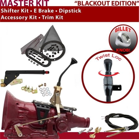 American Shifter TH400 Shifter Kit Black 8 in. E Brake Cable Trim Kit Dipstick for EDCDD