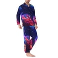 thumbnail image 2 of Fotbe Cosmic Cat Psychedelic Journey Pijama de Hombre con Estampado de Manga Larga, Conjunto de 2 Piezas, Ropa de Dormir Suave y Cómoda con Bolsillos-XX-Large, 2 of 7