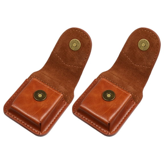 LOLIPPYY 2-Pack Brown PU Lighters Set for Outdoor Use, Portable and Easy to Carry