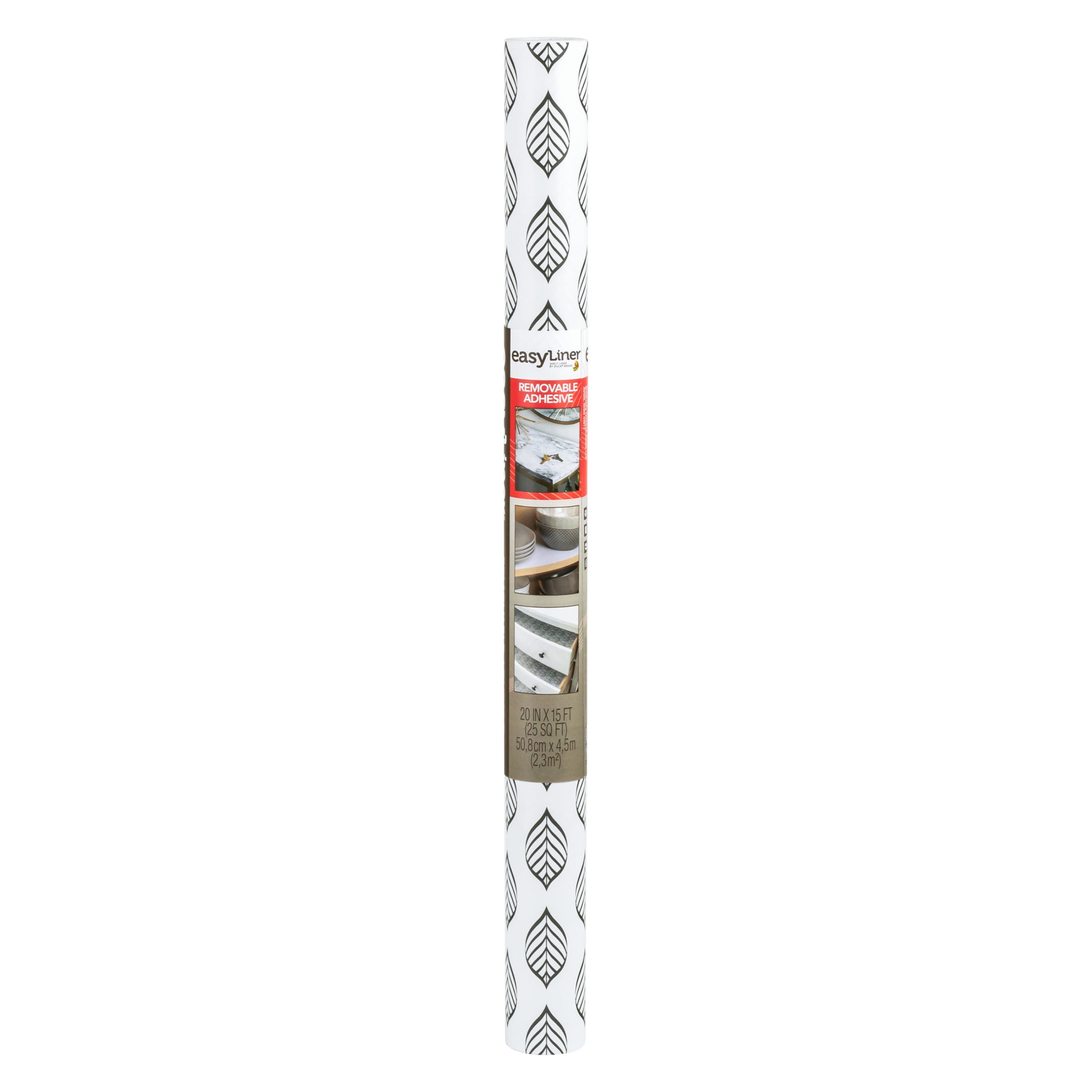 (2 pack) EasyLiner Removable Adhesive Shelf Liner, Gray Pin Feather 20" x 15' Roll