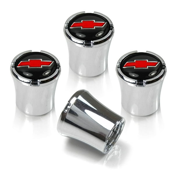 Chevrolet Red Chrome Tire Stem Valve Caps