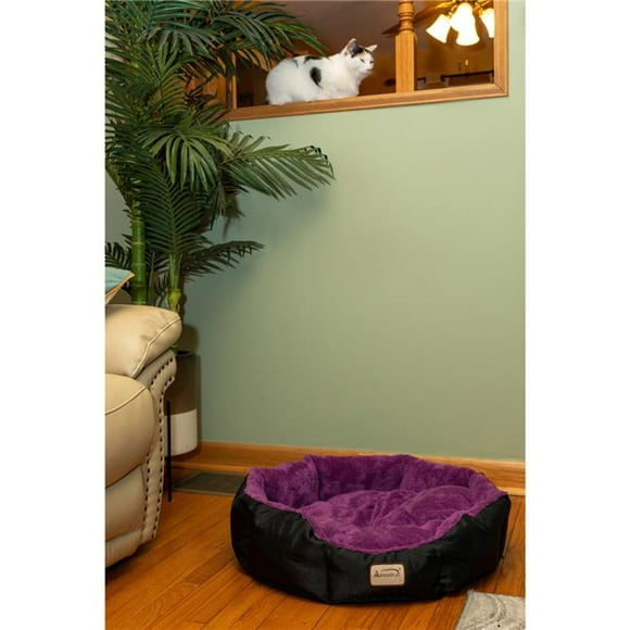 Armarkat C101HNH-ZH Large Soft Cat Bed, Purple & Black