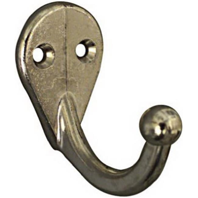 SPECTRUM BRANDS N199-190 Wall Hook for Clothes  Single Prong  Nickel-Plated  2-Pk