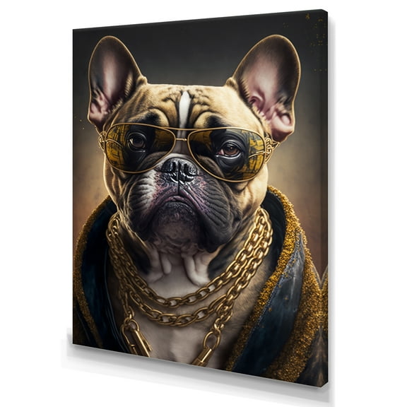 Designart Frenchie Gangster In NYC III Canvas Wall Art