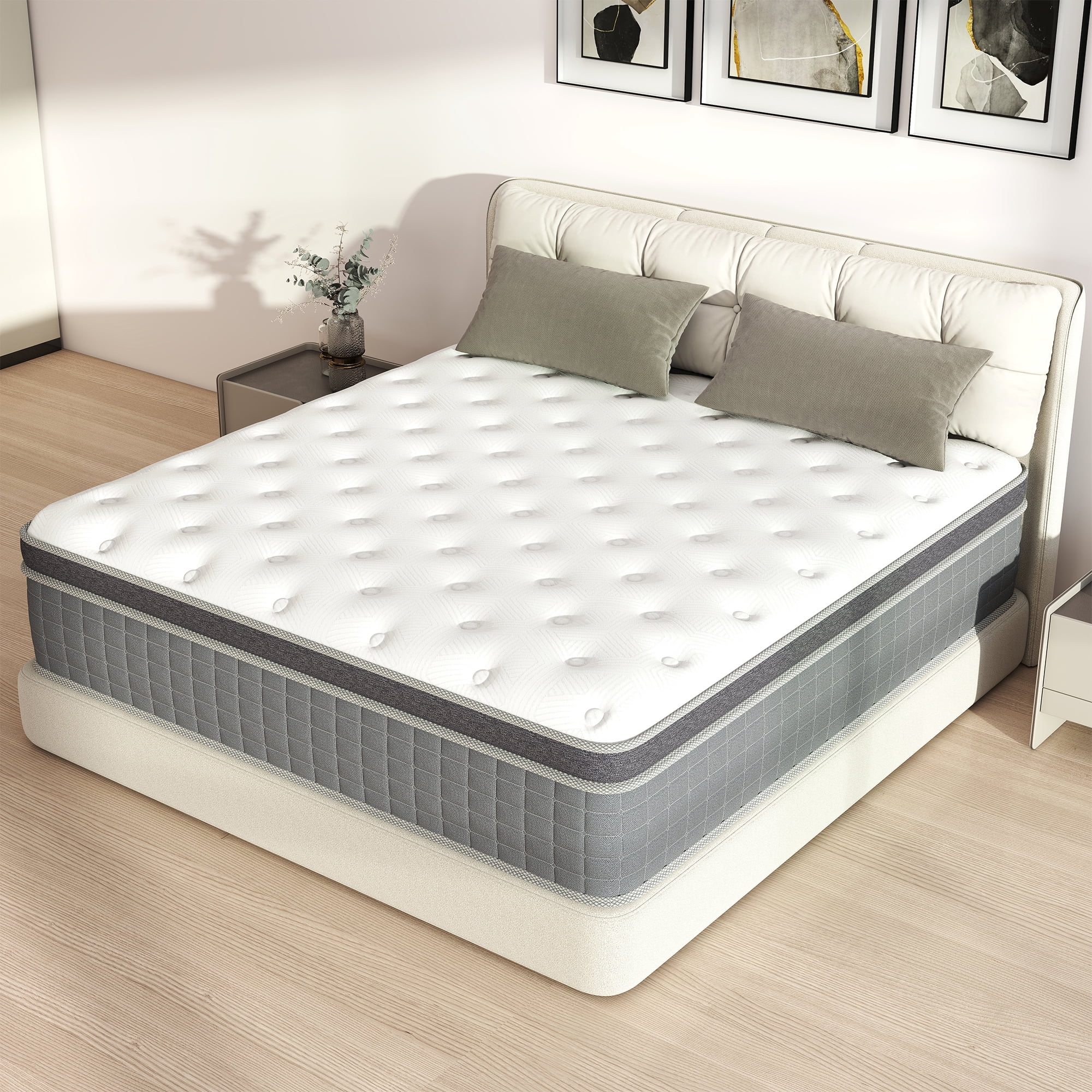 Mulinature 14 inch King Mattress in a Box, Gel Memory Foam and Pocket Spring Hybrid Mattress