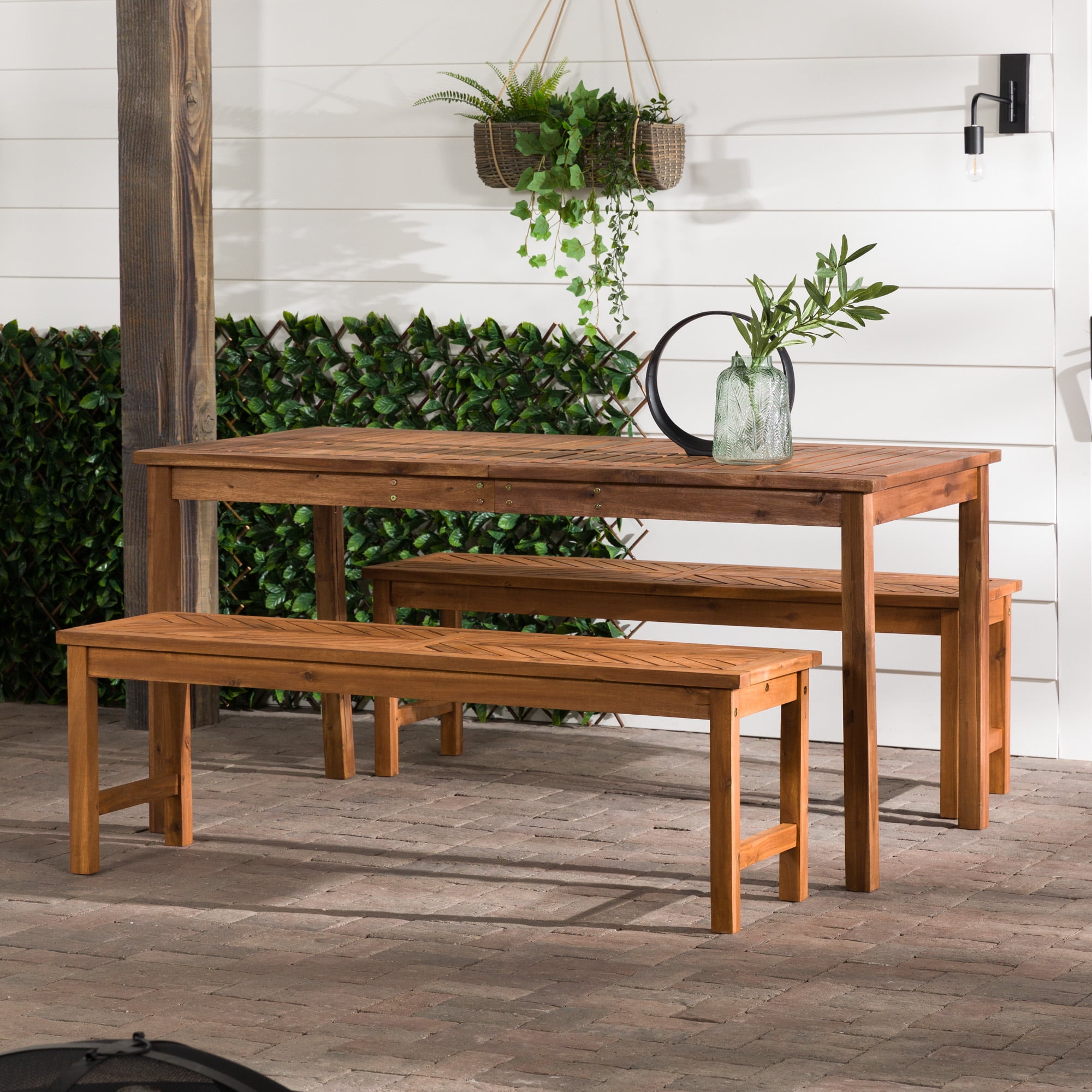 Manor Park Wooden Picnic Table with Umbrella Hole, Multiple Colors and Styles