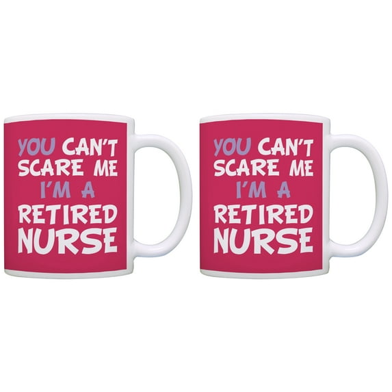 ThisWear Retirement Party Favor Can't Scare Me Retired Nurse 2 Pack Gift 11oz Ceramic Coffee Mugs