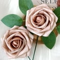 thumbnail image 5 of 25pcs Artificial Flowers Terracotta Foam Fake Rose with Stems 8 Leaves Real Looking Light Brown Faux Roses for Wedding Bouquets Bridal Shower Centerpieces Arrangements Party Tables Decorations DIY, 5 of 11