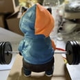 thumbnail image 4 of Kenally Escultura de gato de Fitness, estatuilla de gato, adorno de levantamiento de pesas de gato negro, escultura de gato con barra Artesanía Azul, 4 of 6
