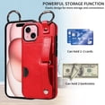 thumbnail image 2 of Allytech Wallet Case for iPhone 15, [Card Slot] [Ring Buckle] [Adjustable Wristband with Snap Buckles] Premium PU Leather Kickstand Shockproof Case Cover for Women Men - Red, 2 of 10