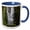 Blue/White, variant on 3drose, Usa, Wa, Gifford Pinchot National Forest. Waterfall Scenic., 11oz Two-tone Black Mug