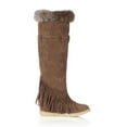 thumbnail image 5 of Fesfesfes Womens Snow Boots Long Boots Slip-on Velvet Lined Warm Boots Solid Color Shoes with Tassels Flat Knee High Boots 38(US:6.5), 5 of 6