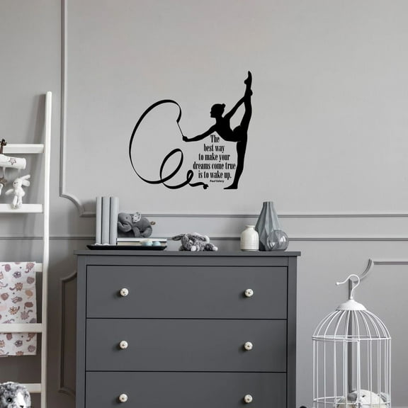 Dreams Come True Gymnast Gymnastics Motivation Quote Wall Sticker Art Decal for Girls Boys Room Bedroom Dance Studio Garage House Fun Home Decor Stickers Wall Art Vinyl Decoration Size (10x10 inch)