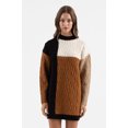 thumbnail image 1 of Blu Pepper Women's Long Sleeve Colorblock Chevron Cable Knit Pullover Sweater, 1 of 5