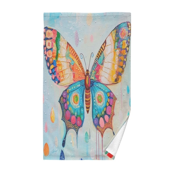 Pure Cotton Face Towel 16x28 Inches Hand Towel Bath Towel Hand Bath Towels Soft Good Water Absorption for Washing Face Wiping Face Cool Butterfly