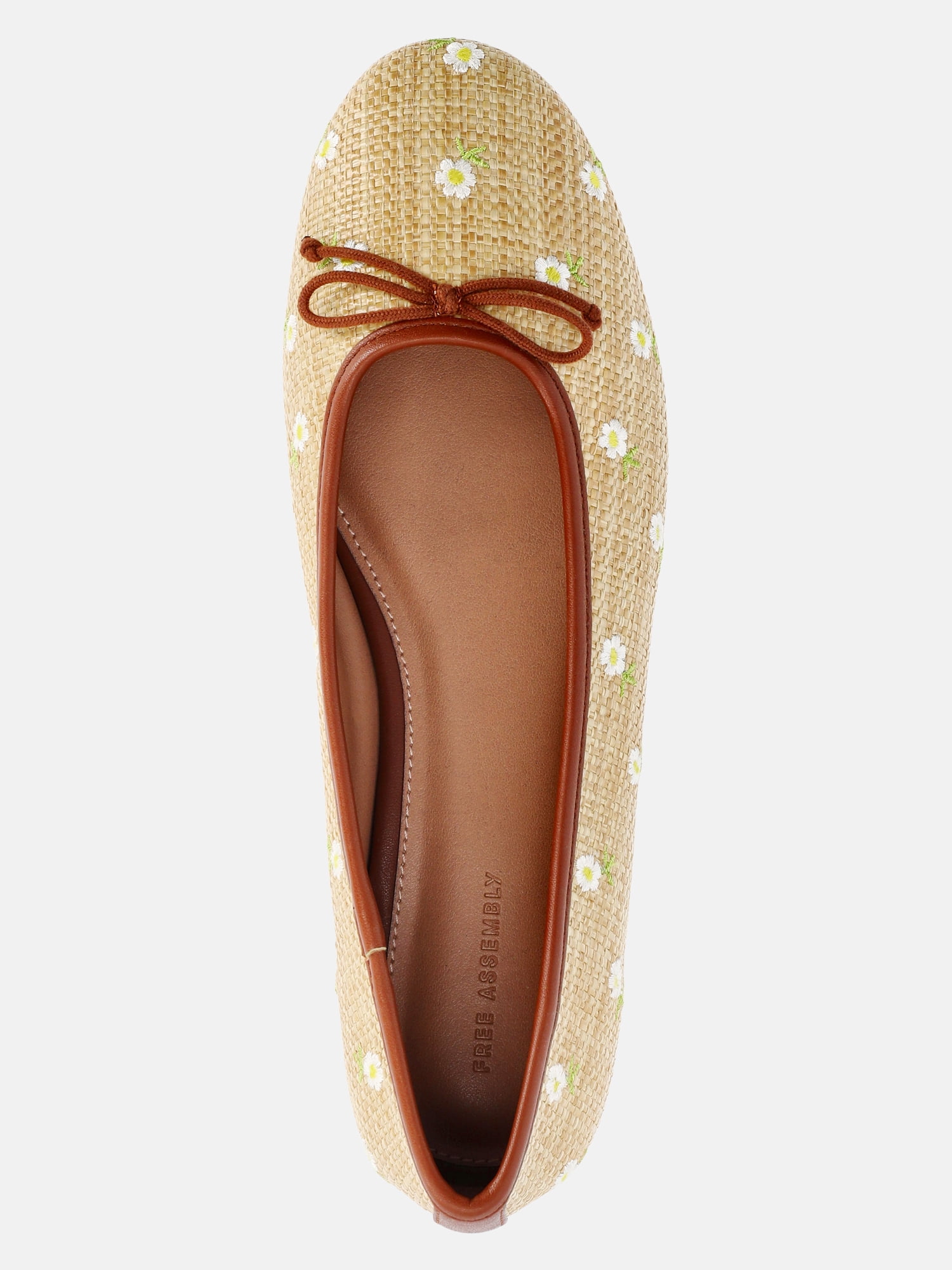 Free Assembly Women's Raffia Daisy Ballet Flats with Bow