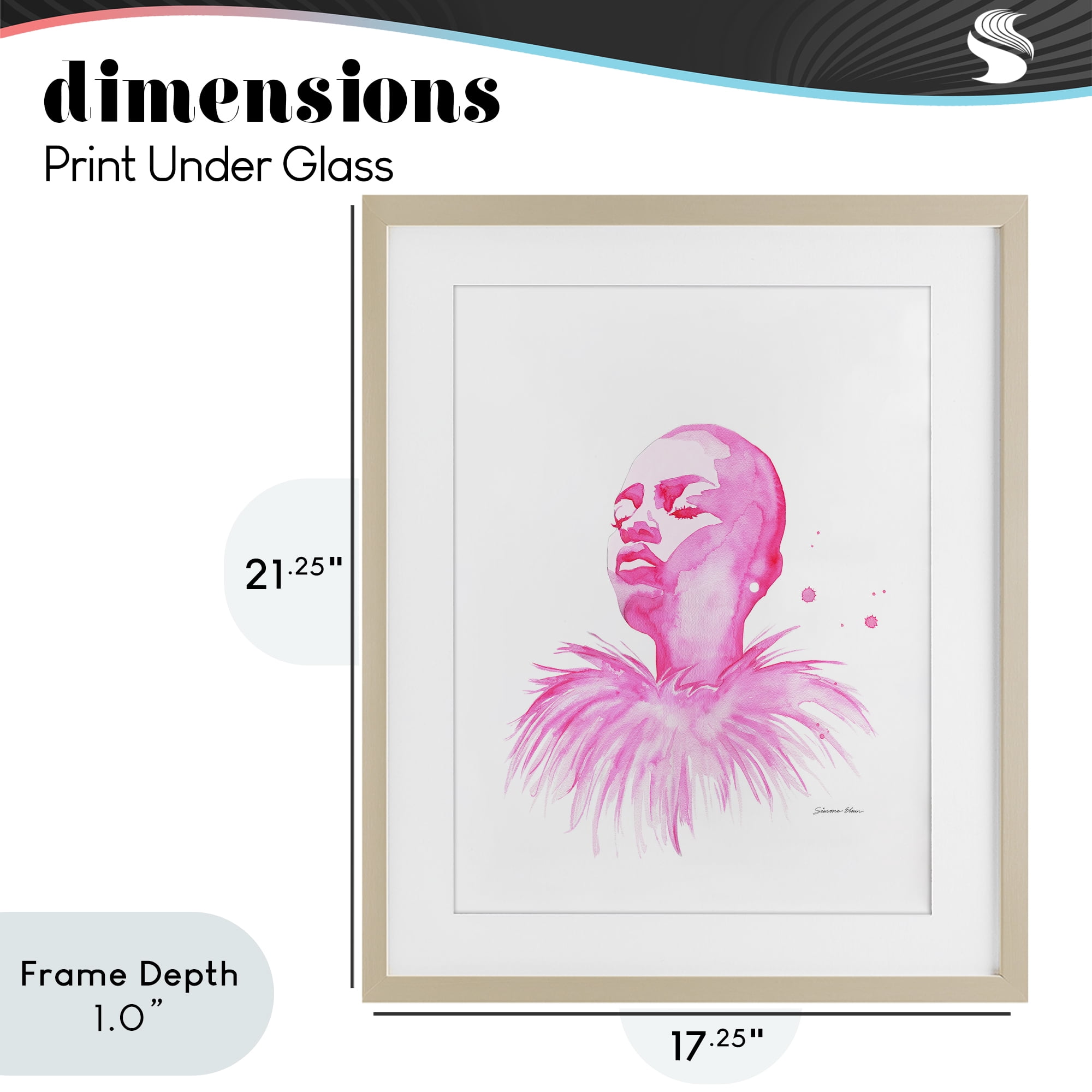 Stupell Industries In A Pink Mood Portrait Birch Framed Print Under Glass, design by Simone Elum