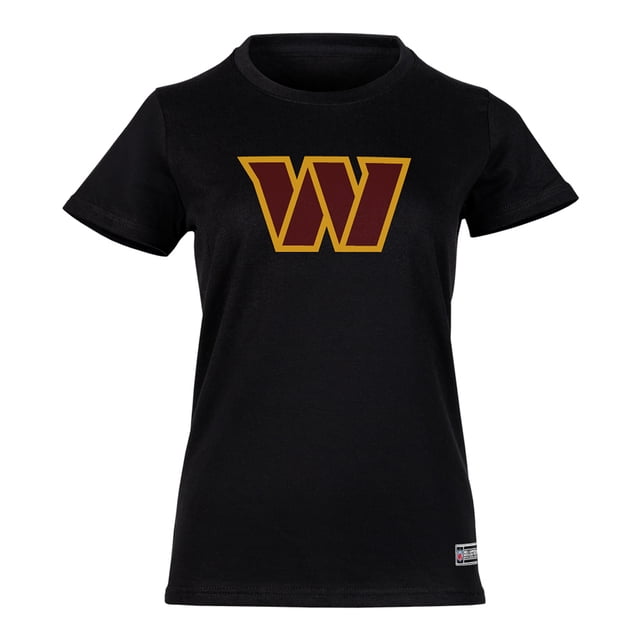 NFL Playera Aficionado Básica Washington Commanders Negro para Mujer, Talla Chica