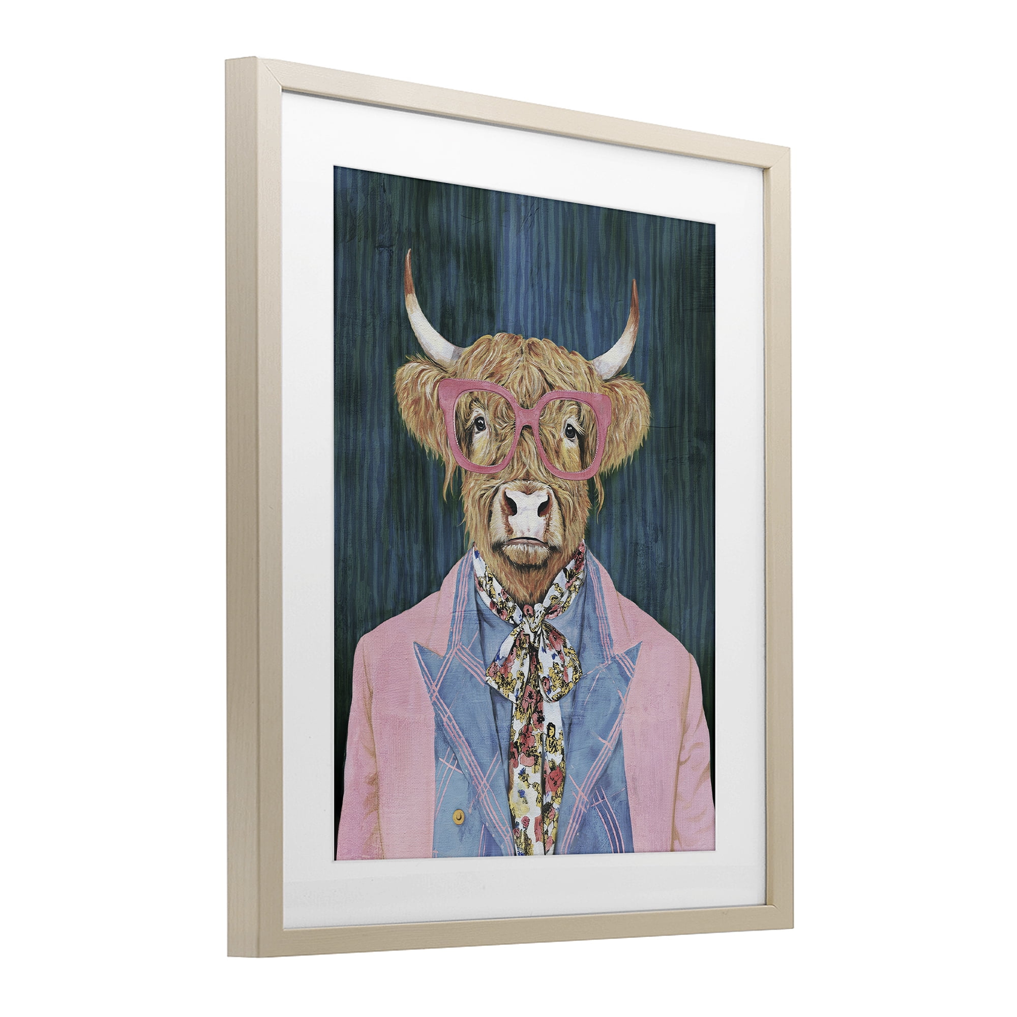 Stupell Industries Gentle Bull Portrait Birch Framed Print Under Glass, design by Svetlana Aleynikova