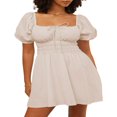 thumbnail image 1 of MesaSe Femmes Cou Carré Puff Robe Mini-A-Line Robes d'Été Cravate Robe de Soleil Mini Robe, 1 of 9