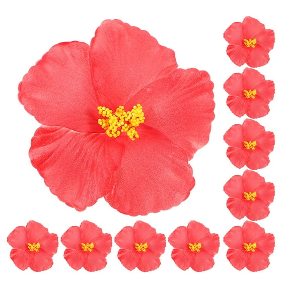 Hemoton 15 Pcs Hibiscus Flower Artificial Flowers 10.00X10.00X1.00CM Red