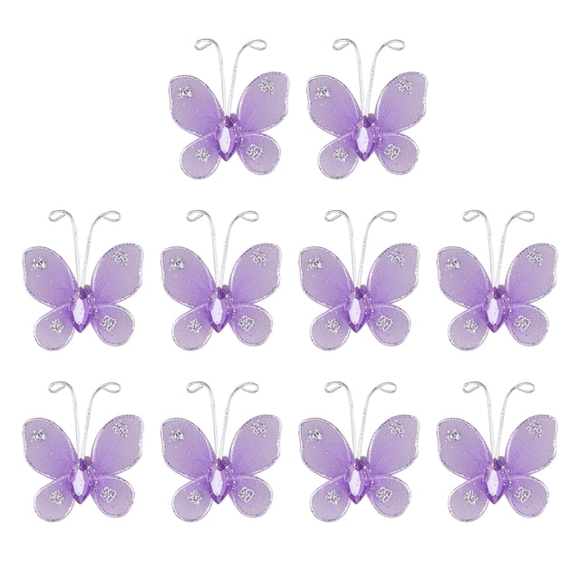 MasteelfCA 50pcs Simulation Wired Mesh DIY Wedding Craft Decoration Home Decoration(Lavender)
