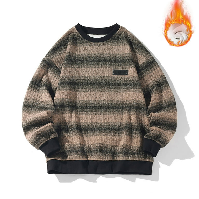 fartey Men s Vintage Grandpa Sweaters Oversized Striped Pattern Western Sweater Color Block Grunge Hippie Knit Pullover Tops Walmart