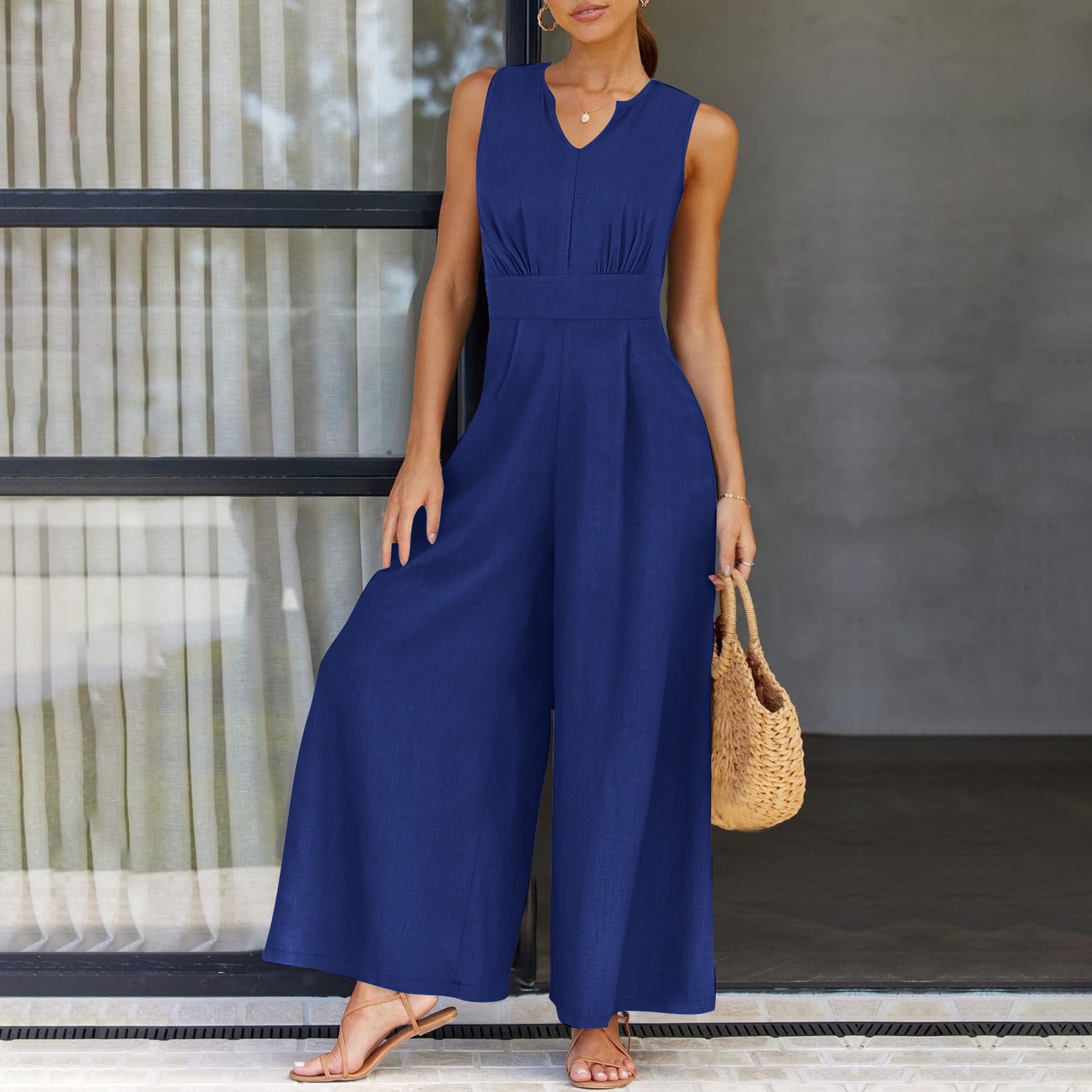 ZZwxWA Jumpsuits for Women 2025 Summer Casual Sleeveless V