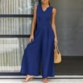 thumbnail image 2 of Lindreshi Jumpsuits for Women Womens Fashion Summer Solid Casual Sleeveless Suspender Long Jumpsuit, 2 of 9