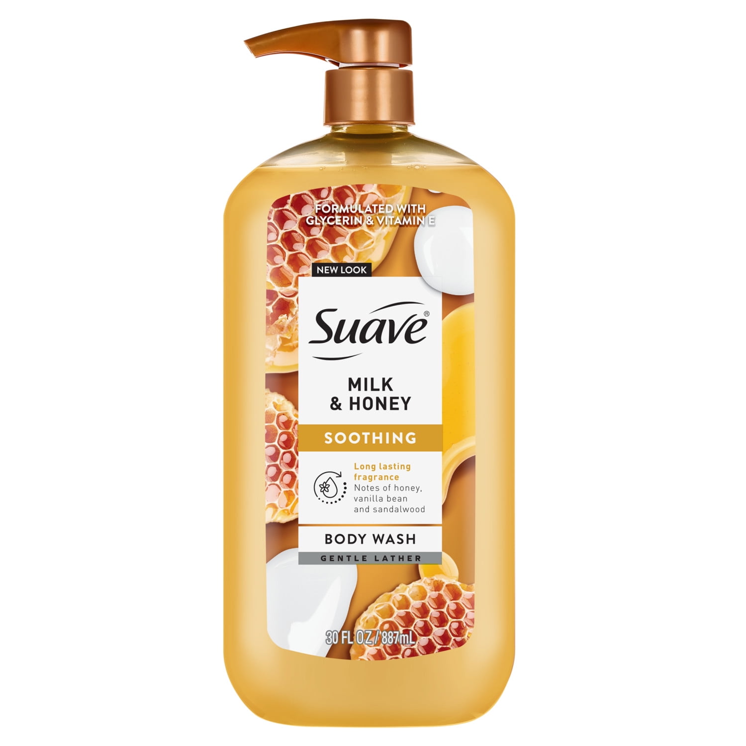 (3 pack) Suave Milk & Honey Moisturizing Body Wash with Glycerin & Vitamin E, 30 FL OZ Pump