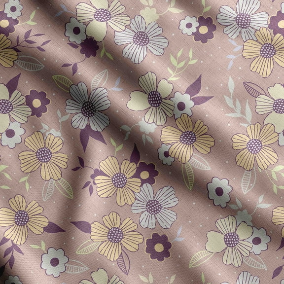 Soimoi Floral Print,Cotton Poplin Sewing Fabric Sold by The Yard- 42 Inch WideSewing Craft Quilting/ Quilt Making Fabric -Brown