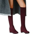 thumbnail image 3 of YLYL Women Wedge Heel Over the Knee Boots Mid Heel Boots Round Toe Slip on Stretch Boots, 3 of 7