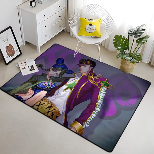 Jojo - Alfombra de pintura animada Área grande Negro Suave Decoración para el hogar Boho Picnic80x120cm (31x47 pulgadas)80x120cm (31x47 pulgadas) zhangmengya unisex