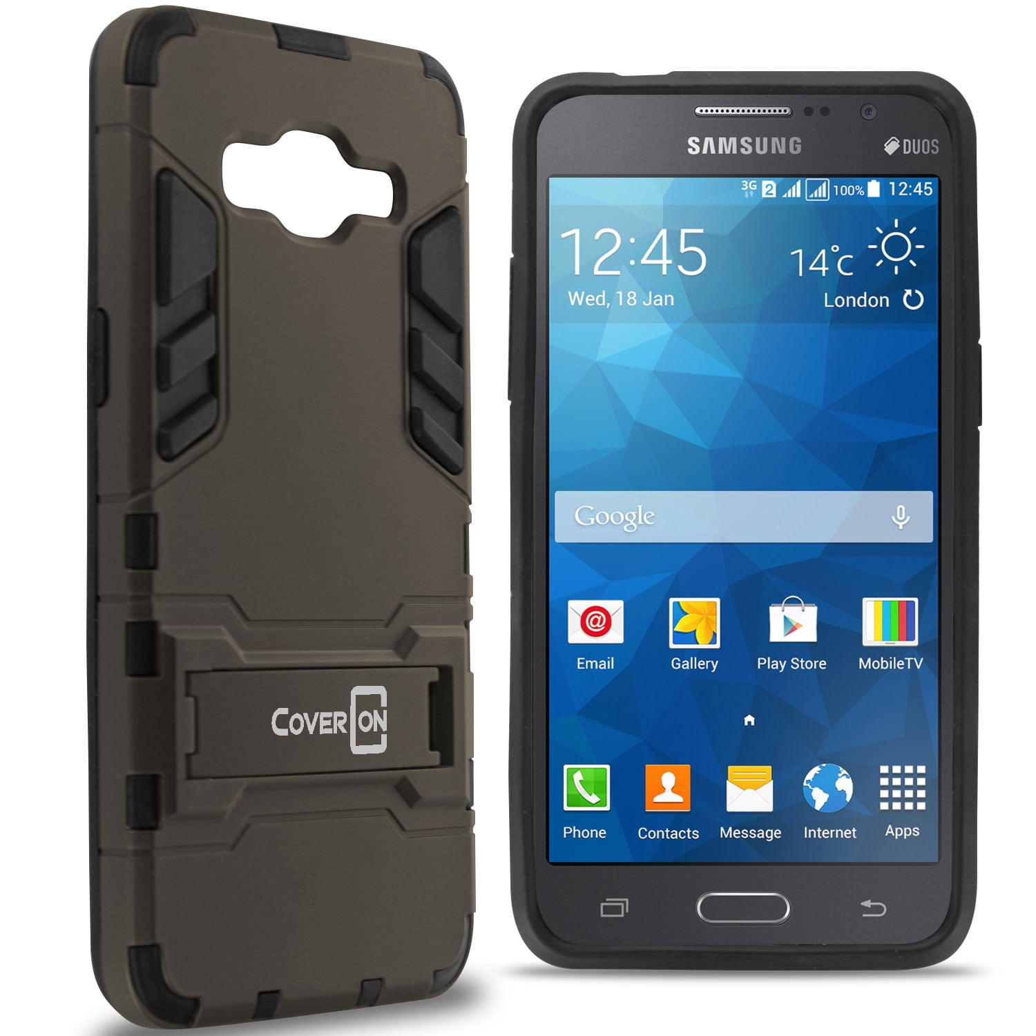 veeg glas Voorwaarden CoverON Samsung Galaxy Grand Prime / Go Prime Case, Shadow Armor Series  Hybrid Kickstand Phone Cover - Walmart.com
