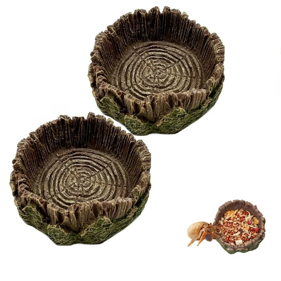 Mygeromon Hermit Crab Water Bowl Resin Small Reptile Food Dish 2pack（3.15×0.98in）