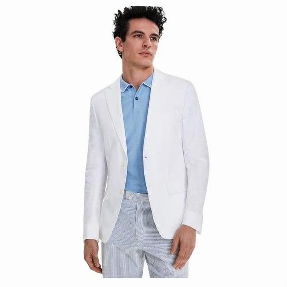Tommy Hilfiger Mens Modern fit Sport Coat Blazer 36 R White Solid Linen