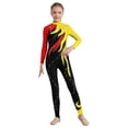 thumbnail image 2 of CHICTRY Filles Enfants Justaucorps Intégral à Manches Longues Scintillant en Strass Combinaison une Pièce Rouge&Jaune 8, 2 of 5