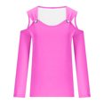 thumbnail image 4 of AXXD Women's Fashion Hoodies & Sweatshirts Pink Basic Summer 2024 Trendy Casual Solid Off Shoulder Pullover Long Sleeve Top Long Sleeve V-Neck Top/Shirt, 4 of 5
