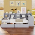 thumbnail image 6 of Twin Bed Frames with Storage, L-Shaped Corner Beds with Desk, Wood Daybed with Bookcase, Platform Beds with Drawers and Shelves for Living Room, Bedroom, Teens Room, Gray, 6 of 11
