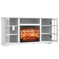Farmhouse White Fireplace TV Stand for 65 inch TV with Adjustable ...