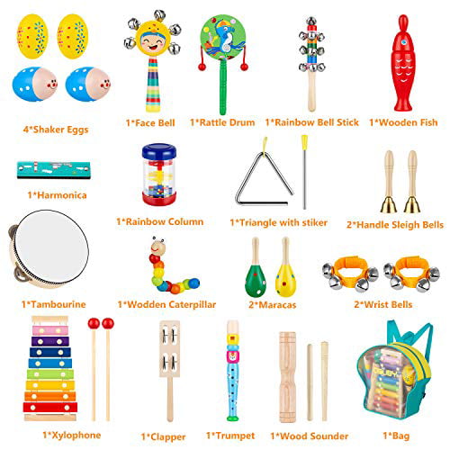 Obuby Kids Musical Instruments Sets 17 Types 23 pcs Percussion Instruments for T 