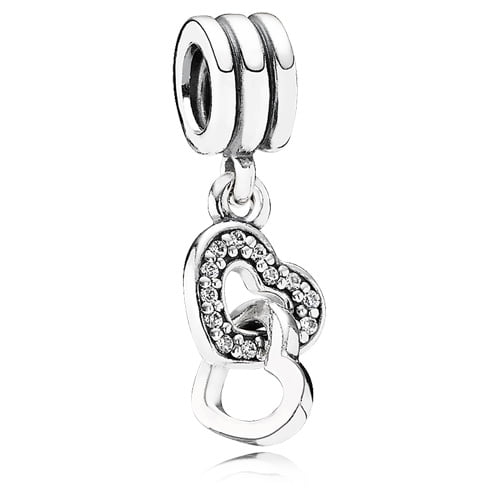 Authentic CHARM 791242CZ Dangle Interlocking Love, Clear Cubic Zirconia