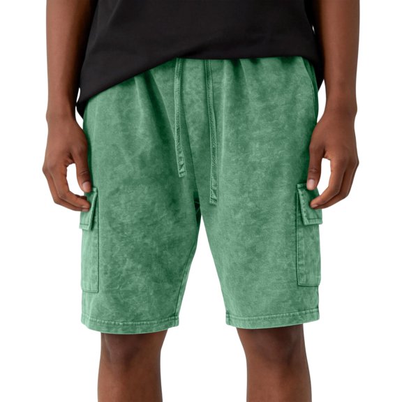 Men'S Vintage Wash Cotton Cargo Shorts Loose Fit Drawstring Waist Utility Shorts With Functional Pockets For Outdoor Hiking And Daily Activities Shorts,Green,XL