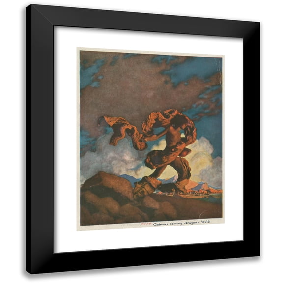 Maxfield Parrish 12x14 Black Modern Framed Museum Art Print Titled - Cadmus Sowing the Dragon's Teeth (1910)
