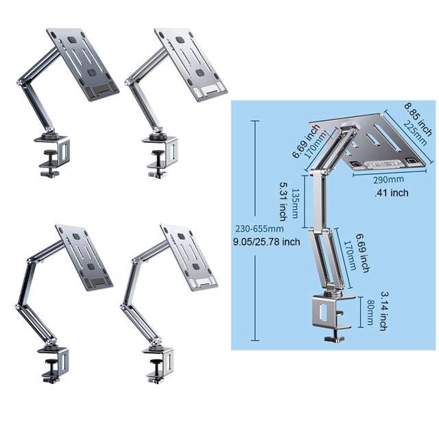 Langgg Book Stand Ergonomic Multifunctional Angle Adjustable Replacing Universal Rotatable Replacement Desktop Tablet Laptop Bracket Rack Holder Type 2 Grey