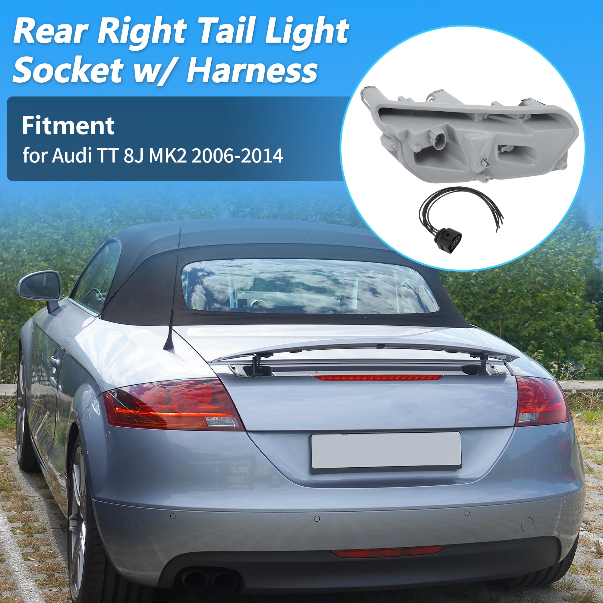 Unique Bargains Left Rear Tail Light Bulb Holder Harness for Audi TT MK2 Models Right