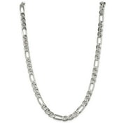 Sterling Silver 24in 7.75mm Figaro Anchor Necklace Chain