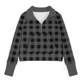 thumbnail image 3 of Lenpel Girls' Half Zip Sweatshirts Fashion Long Sleeve Plaid Pullover Crop Tops with Pocket Fall Winter Clothes, 3 of 4